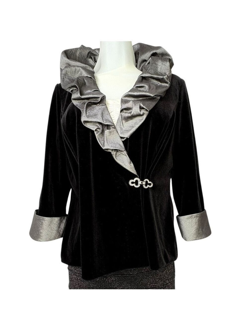90s Alex Evenings Velvet Jacket MP Huge Rhinestone Clasp FairyGoth Event Opera
